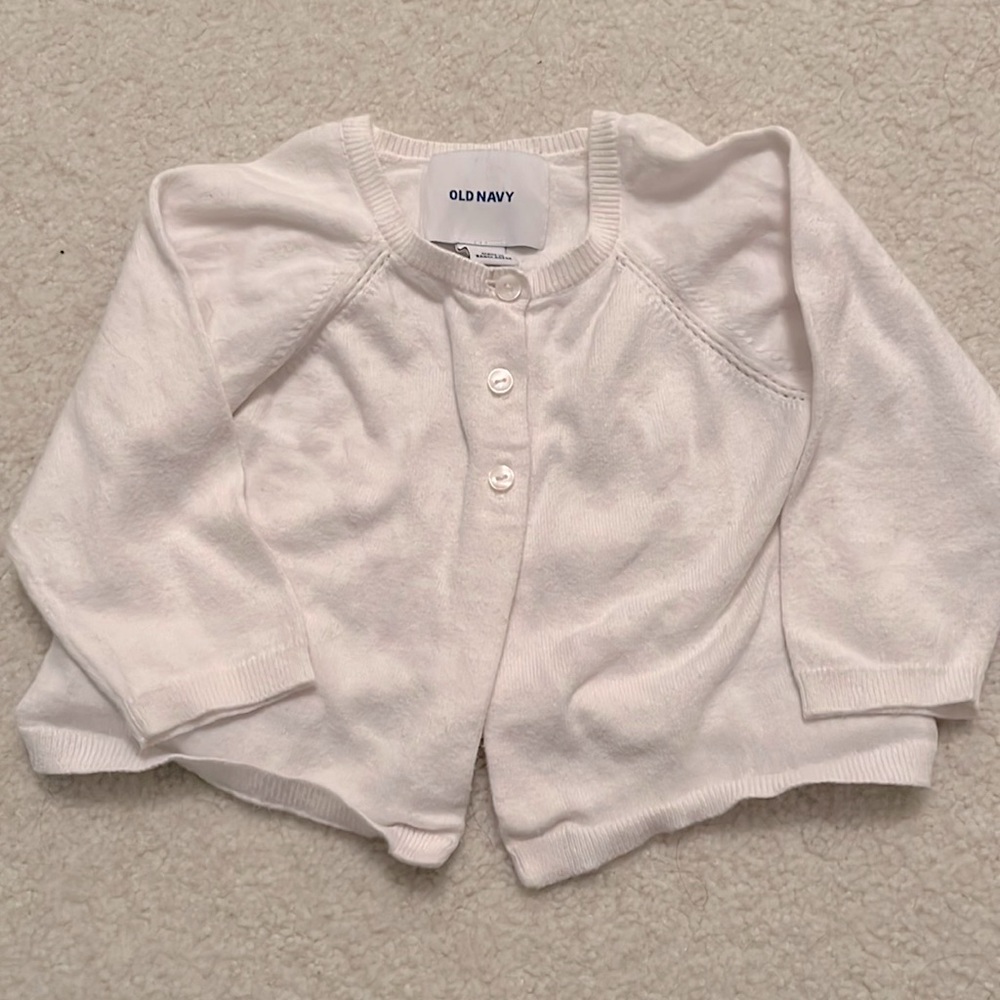 Old navy 12-18 month long sleeve sweater with 3 front buttons. White